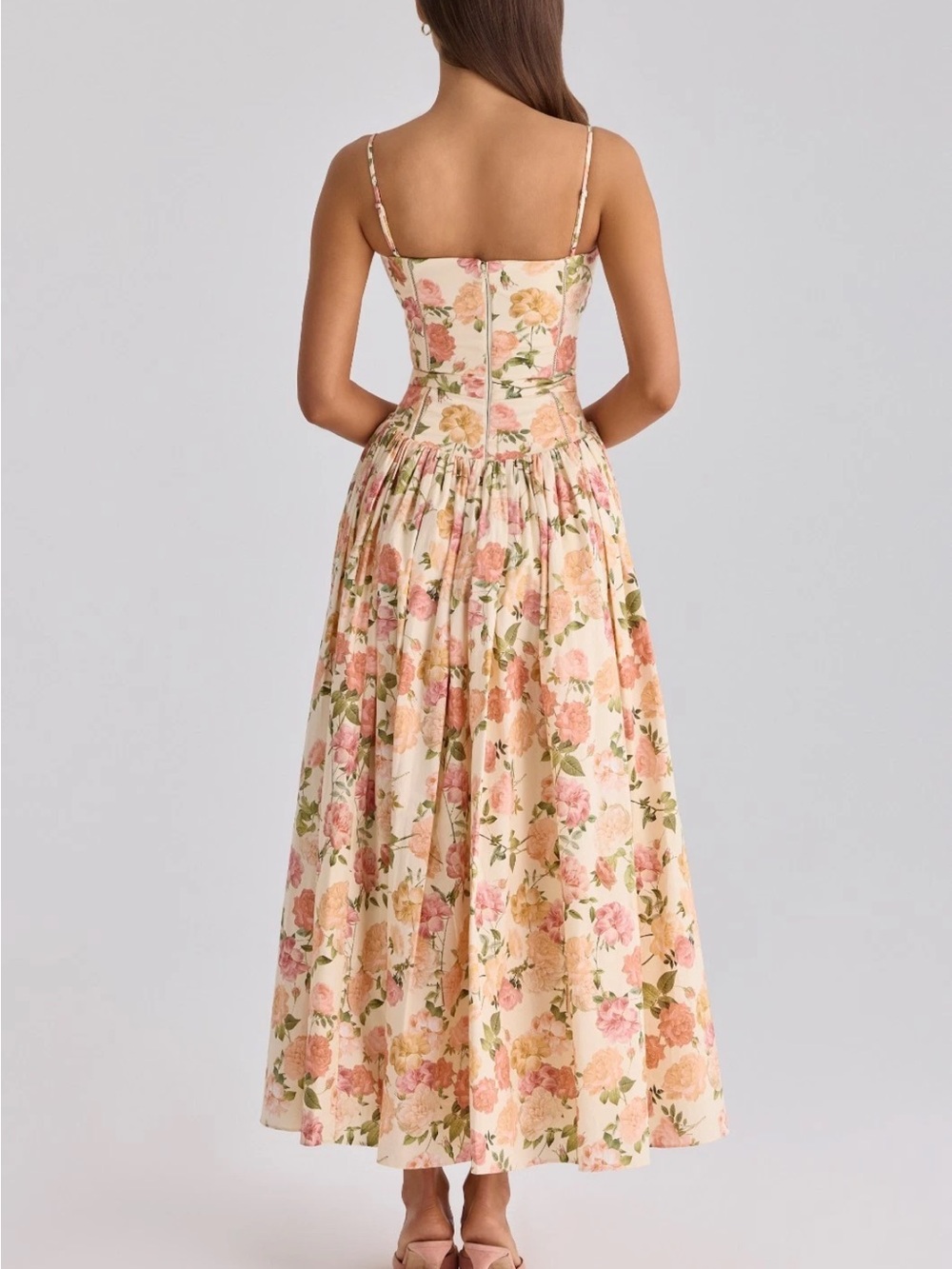 House of CB Ysabella warm rose print cotton Dress - Picture 2 of 2